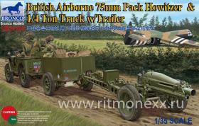 British Airborne 75mm Pack Howitzer & 1/4 Ton Truck w/Trailer
