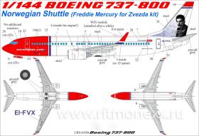 Декали для Boeing 737-800 Norwegian Shuttle EL-FVX (Freddie Mercury) with stencils
