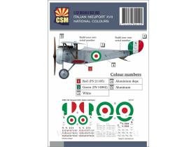 Декали Nieuport XVII, национальные цвета Италии