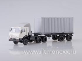 Камский-5410 тягач контейнеровоз (белая кабина/серый контейнер)