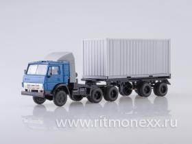 Камский-5410 тягач контейнеровоз (синяя кабина/серый контейнер)