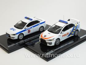 Комплект: Mitsubishi Lancer X, ДПС г. Москва 2010 & Mitsubishi Lancer Evolution X, Malayisia Police, limited edtition 599 pcs