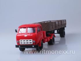 МАЗ-504 (красный) тягач с заборчатым полуприцепом