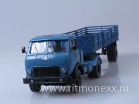 МАЗ-504 (серо-голубой) тягач с заборчатым полуприцепом