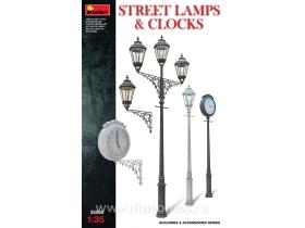 Уличные фонарные столбы с уличными часами