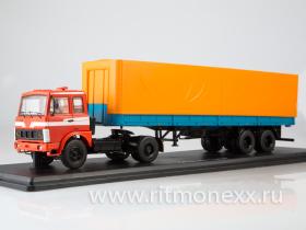 Внимание! Модель уценена! Maz 5432 Truck With Semitrailer Maz 93971 Red / Blue / Orange
