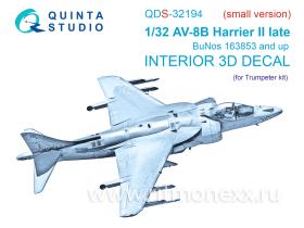3D Декаль интерьера кабины AV-8B Harrier II поздний (Trumpeter) (Малая версия)