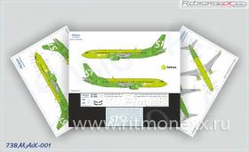 Декаль на самолет Boeing 737-8 MAX S7 Airlines new colors 2017