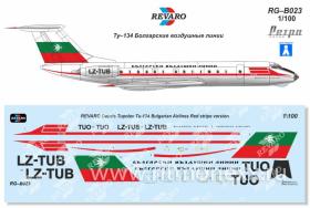 Декаль Ту-134 Болгарские воздушные линии (красная полоса)