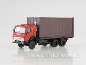 Камский 53212 контейнер (кабина красная+коричневый контейнер)