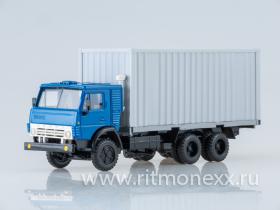 Камский-53212 контейнеровоз (кабина синяя, контейнер серый)