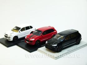 Комплект: Porsche Cayenne Gemballa GT 550 2007 белый, GTR 700 Tornado 2008 красный, GTL 600 2009 чёрный