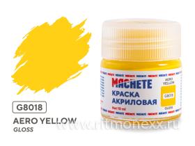 Краска акриловая MACHETE 10 мл, Aero yellow (Желтый, глянцевый)