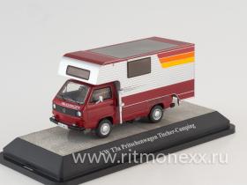VW T3a flatbed platform trailer,  red/silver, Tischer-Camping with abnehmbaren superstructure