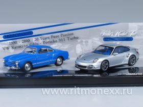 VW/Porsche Doppelset 20 Years Pure Passion VW Karmann Ghia - Porsche 911 (997) Turbo 1955/2010
